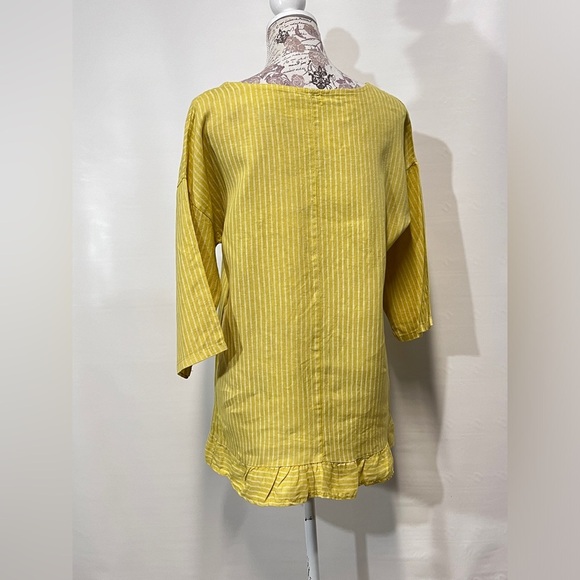 LUNGO L’ARNO Yellow with white stripes tunic size L. - Picture 3 of 13